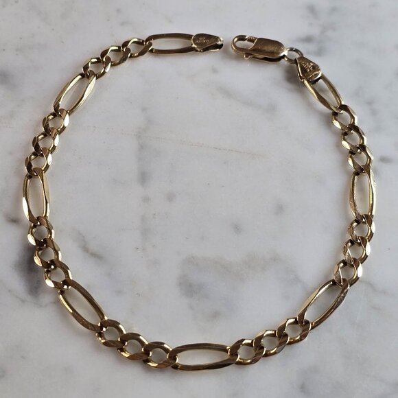 Mens Vintage Estate 14K Yellow Gold Italian Chain Link Bracelet10.7g E6502
